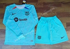2023-2024 Barcelona 2nd Away Blue LS Soccer Uniform-709