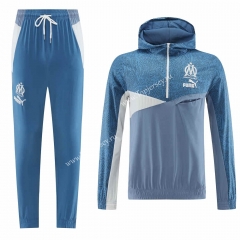 2023-2024 Olympique Marseille Blue Thailand Soccer Coat Uniform With Hat-LH