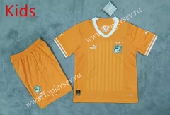 2023-2024 Cote d'Ivoire Home Orange Kids/Youth Soccer Unifrom-3454