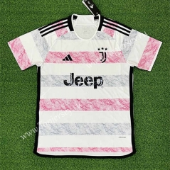 (S-4XL) 2023-2024 Juventus Away White&Pink Thailand Soccer Jersey AAA-403