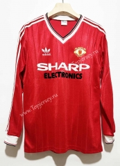 Retro Version 82-83 Manchester United Home Red LS Thailand Soccer Jersey AAA-7505