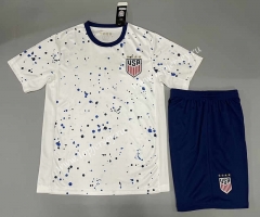 ( Without Brand Logo ) 2023-2024 USA Home White Soccer Unifrom-9031
