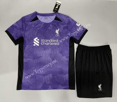 ( Without Brand Logo ) 2023-2024 Liverpool 2nd Away Purple Soccer Uniform-9031