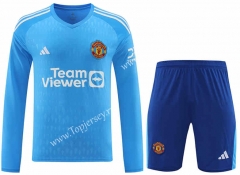 2023-2024 Manchester United Goalkeeper Blue LS Thailand Soccer Uniform-418