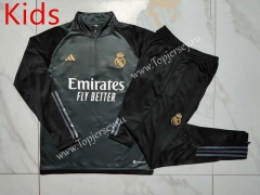 2023-2024 Real Madrid Dark Gray Kids/Youth Soccer Tracksuit-815