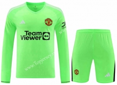 2023-2024 Manchester United Goalkeeper Fluorescent Green LS Thailand Soccer Uniform-418
