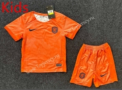 2023-2024 Netherlands Home Orange Kids/Youth Soccer Uniform-GB