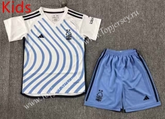 2023-2024 Nottingham Forest Away White&Blue Youth/Kids Soccer Uniform-3162