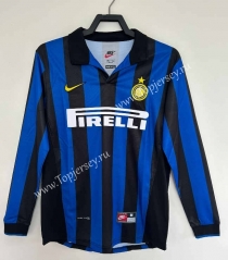 Retro Version 98-99 Inter Milan Home Blue&Black LS Thailand Soccer Jersey AAA-811