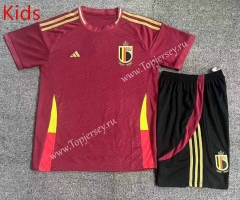 2023-2024 Belgium Maroon Kids/Youth Soccer Uniform-709