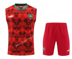 2023-2024 Morocco Red Thailand Soccer Vest Uniform-4627