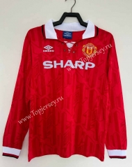 Retro Version 92-94 Manchester United Home Red LS Thailand Soccer Jersey AAA-811