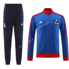 2023-2024 Olympique Lyonnais Camouflage Blue Thailand Soccer Jacket Uniform -LH