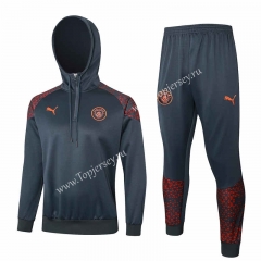 2023-2024 Manchester City Dark Gray Thailand Soccer Tracksuit Uniform With Hat-815