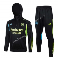 2023-2024 Arsenal Black Thailand Soccer Tracksuit With Hat-815