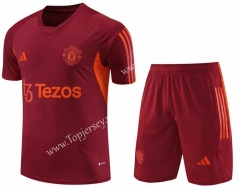 2023-2024 Manchester United Maroon Thailand Soccer Uniform-418