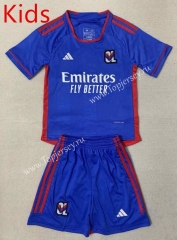 2023-2024 Olympique Lyonnais Away Blue Kids/Youth Soccer Uniform-AY