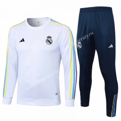 2023-2024 Real Madrid White Thailand Soccer Tracksuit-815