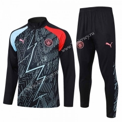 2023-2024 Manchester City Black  (Inkjet) Thailand Soccer Tracksuit Uniform-815