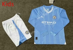 2023-2024 Manchester City Home Blue LS Kid/Youth Soccer Uniform-6748