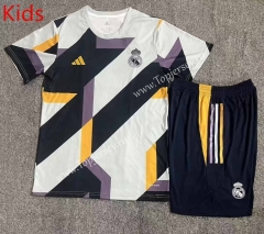 2023-2024 Real Madrid White&Black Kids/Youth Soccer Uniform-709