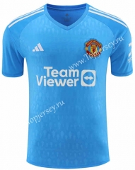 2023-2024 Manchester United Goalkeeper Blue Thailand Soccer Jersey AAA-418