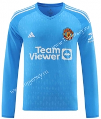 2023-2024 Manchester United Goalkeeper Blue LS Thailand Soccer Jersey AAA-418