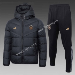 2023-2024 Germany Black Thailand Soccer Cotton Coat Uniform With Hat-815