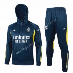 2023-2024 Real Madrid Royal Blue Thailand Soccer Tracksuit With Hat-815