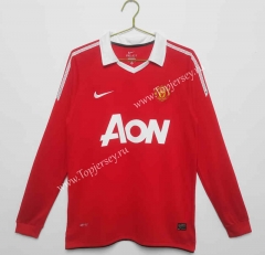 Retro Version 10-11 Manchester United Home Red LS Thailand Soccer Jersey AAA-C1046