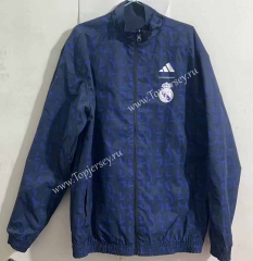 (S-3XL) 2024-2025 Real Madrid Blue&Black Double-Sided Wear Thailand Trench Coats-0255