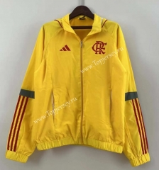 (S-3XL) 2024-2025 Flamengo Yellow Thailand Trench Coats With Hat-0255