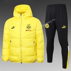 2023-2024 Borussia Dortmund Yellow Thailand Soccer Cotton Coat Uniform With Hat-815