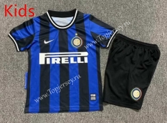 Retro Version 09-10 Inter Milan Home Blue&Black Kid/Youth Soccer Uniform-7809