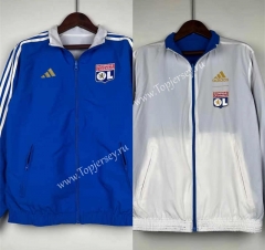 (S-3XL) 2024-2025 Olympique Lyonnais Blue&White Double-Sided Wear Thailand Trench Coats-0255
