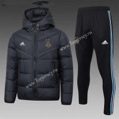 2023-2024 Argentina Black Thailand Soccer Cotton Coat Uniform With Hat-815