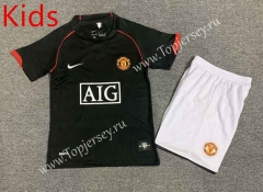 Retro Version 07-08 Manchester United Away Black Kids/Youth Soccer Uniform-7809