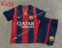 Retro Version 14-15 Barcelona Home Red&Blue Kid/Youth Soccer Uniform-7809
