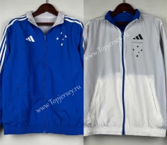 (S-3XL) 2024-2025 Cruzeiro EC Blue&White Double-Sided Wear Thailand Trench Coats-0255 Thailand Soccer Jacket Uniform-815