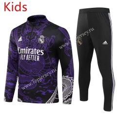 2023-2024 Special Version Real Madrid Purple Kids/Youth Soccer Tracksuit-815