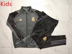 2023-2024 Real Madrid Dark Green Kids/Youth Soccer Jacket Uniform-815
