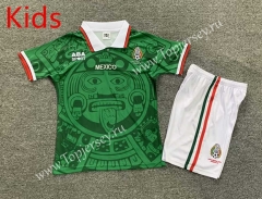 Retro Version 1998 Mexico Home Green Kids/Youth Soccer Uniform-7809