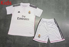Retro Version 14-15 Real Madrid Home White Kids/Youth Soccer Uniform-8679