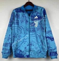 (S-3XL) 2024-2025 Juventus Blue Double-Sided Wear Thailand Trench Coats-0255