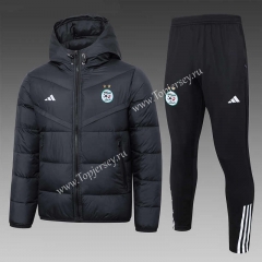 2023-2024 Algeria Black Thailand Soccer Cotton Coat Uniform With Hat-815
