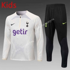2023-2024 Tottenham Hotspur Beige Kids/Youth Tracksuit-815