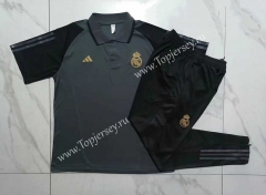 2023-2024 Real Madrid Dark Gray Thailand Polo Uniform-815