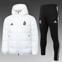 2023-2024 Real Madrid White Thailand Soccer Cotton Coat Uniform With Hat-815