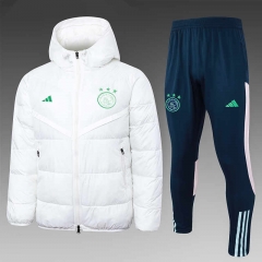 2023-2024 Ajax White Thailand Soccer Cotton Coat Uniform With Hat-815