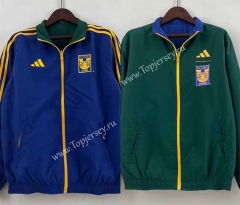 (S-3XL) 2024-2025 Tigres UANL Blue&Green Double-Sided Wear Thailand Trench Coats-0255